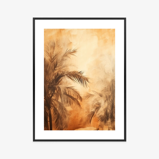 Poster Tropische Palmen In Der Farbe Der Wüste Rahmen Holz Mit Passepartout Farbe Natürlich