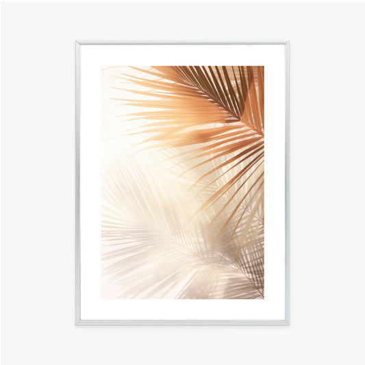 Poster Tropische Palmblätter Mit Schatten Rahmen Holz Mit Passepartout Farbe Natürlich
