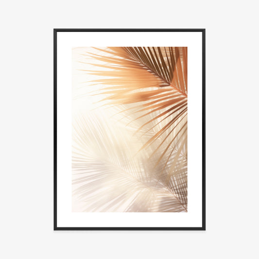 Poster Tropische Palmblätter Mit Schatten Rahmen Holz Mit Passepartout Farbe Natürlich