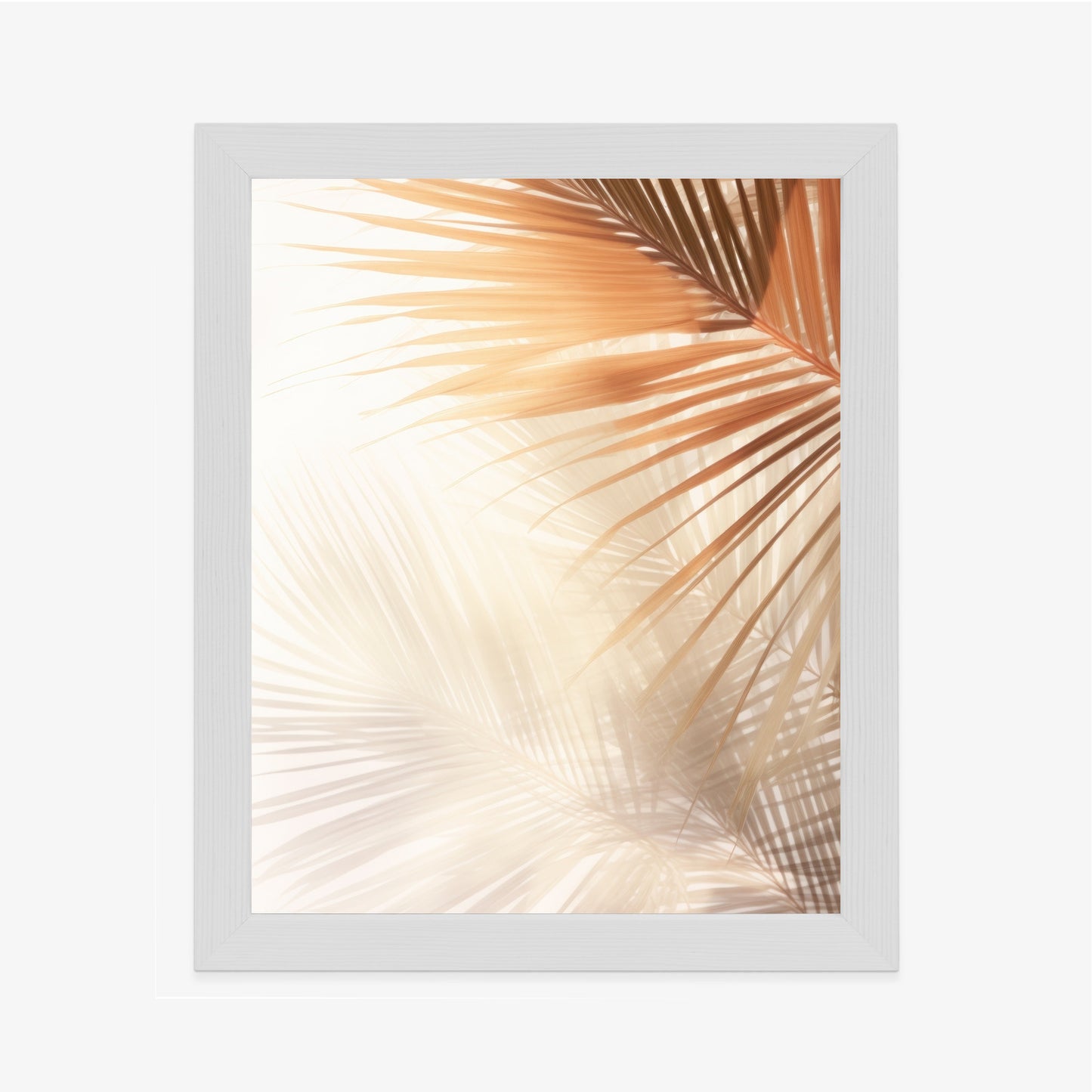 Poster Tropische Palmblätter Mit Schatten Rahmen Holz Mit Passepartout Farbe Natürlich