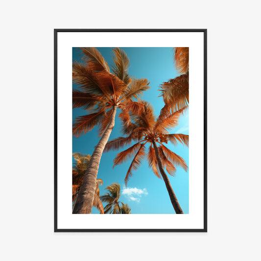 Poster Blauer Himmel Und Hohe Palmen Rahmen Holz Mit Passepartout Farbe Natürlich