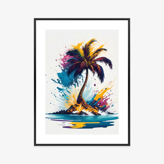 Poster Eine Bunte Palme Auf Einer Einsamen Insel Rahmen Holz Mit Passepartout Farbe Natürlich