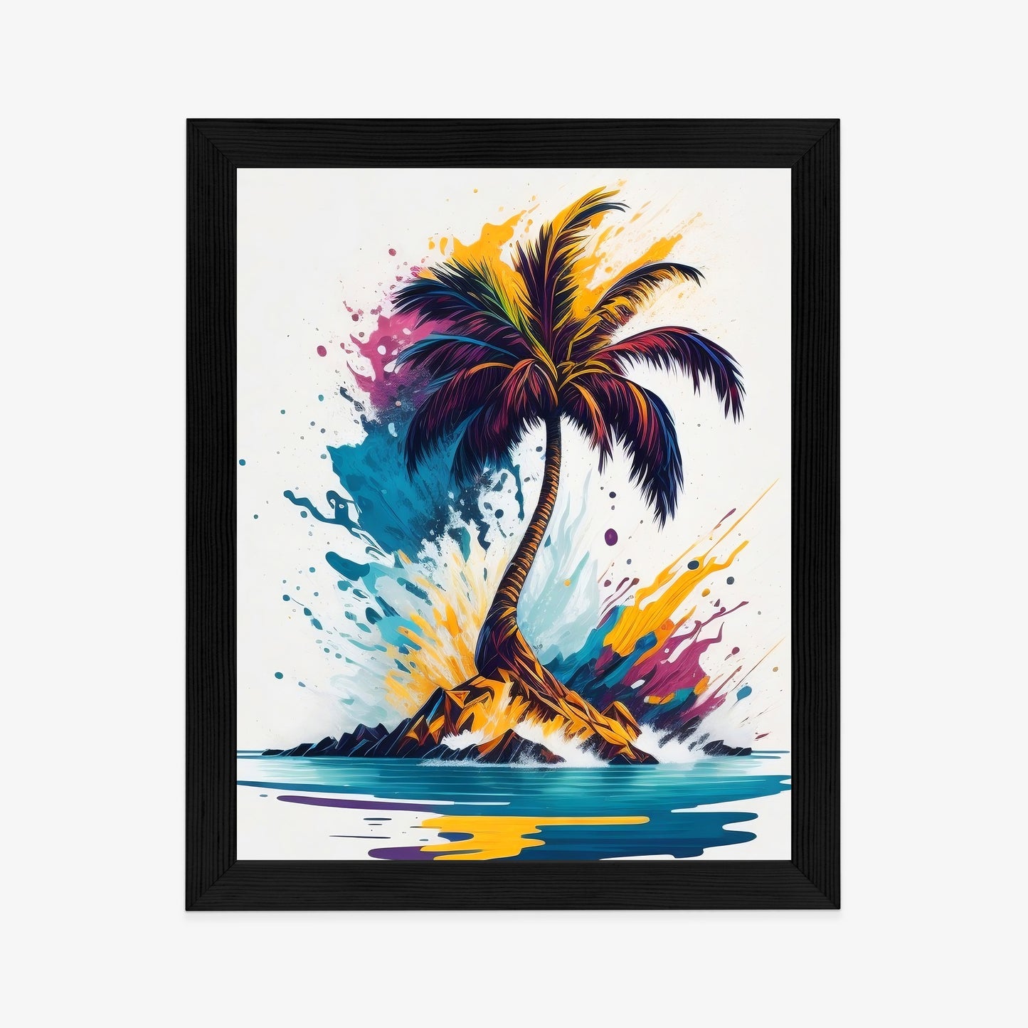 Poster Eine Bunte Palme Auf Einer Einsamen Insel Rahmen Holz Mit Passepartout Farbe Natürlich
