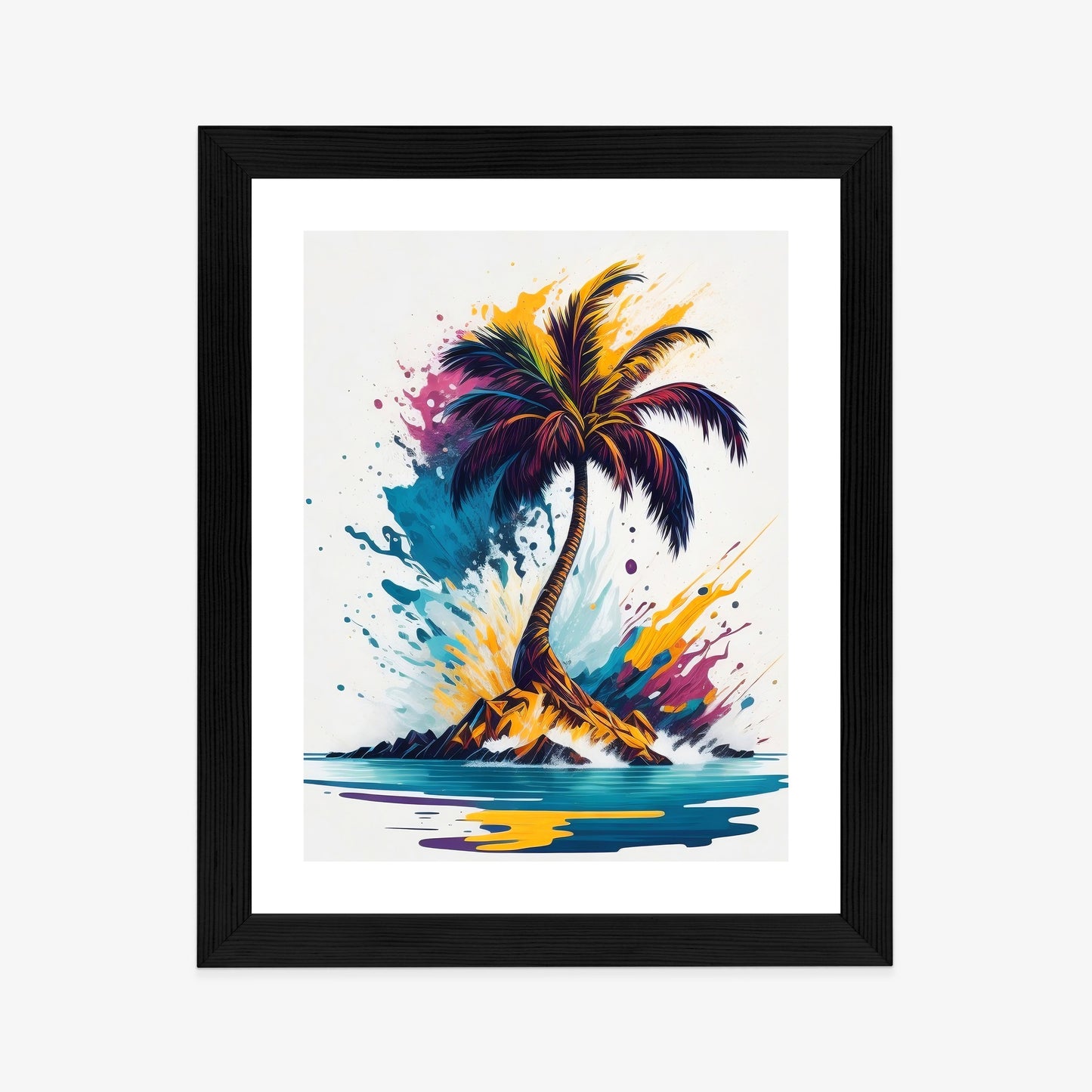 Poster Eine Bunte Palme Auf Einer Einsamen Insel Rahmen Holz Mit Passepartout Farbe Natürlich