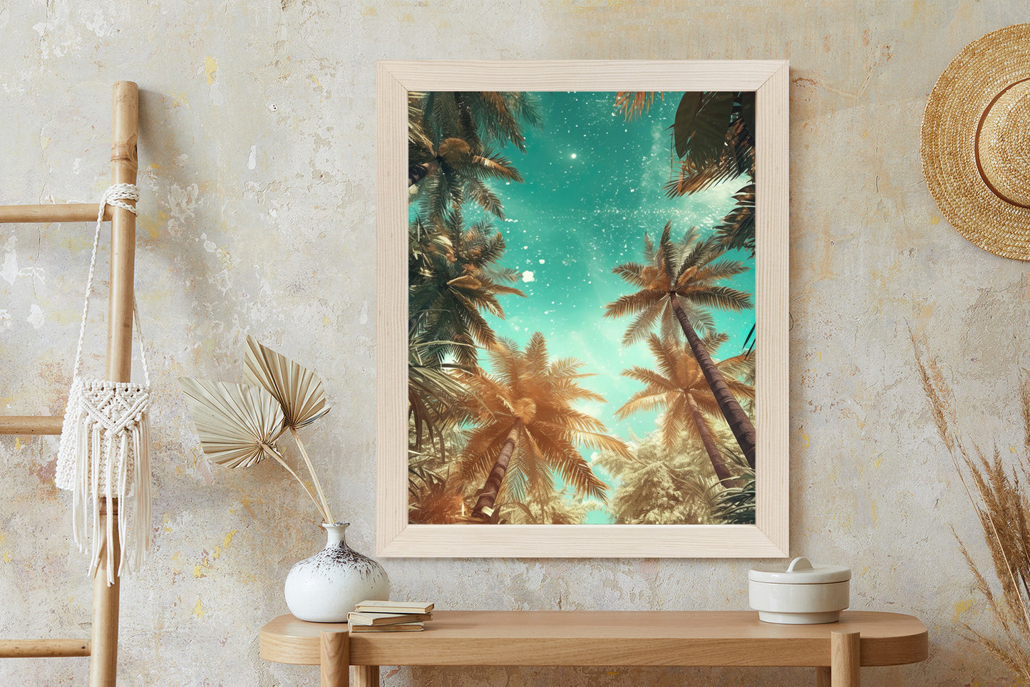 Poster Schöne Sommerpalmen Mit Sternen
