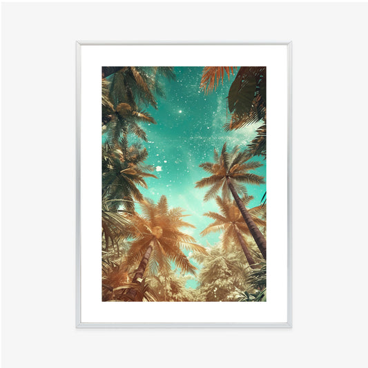 Poster Schöne Sommerpalmen Mit Sternen
