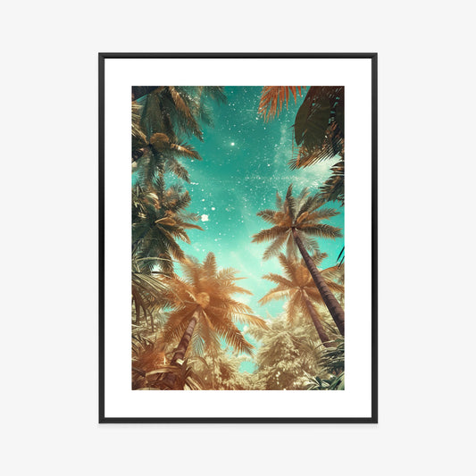 Poster Schöne Sommerpalmen Mit Sternen