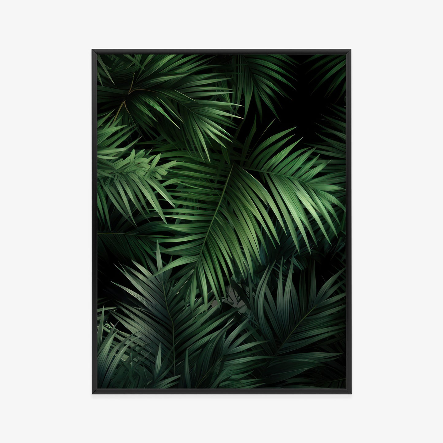 Poster Dunkle Bambusblätter Rahmen Holz Mit Passepartout Farbe Natürlich