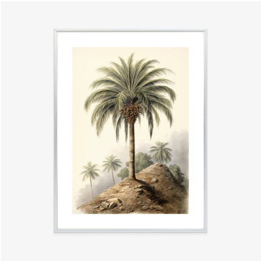 Poster Botanische Palme In Einer Wüstenlandschaft Rahmen Holz Mit Passepartout Farbe Natürlich