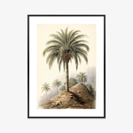 Poster Botanische Palme In Einer Wüstenlandschaft Rahmen Holz Mit Passepartout Farbe Natürlich