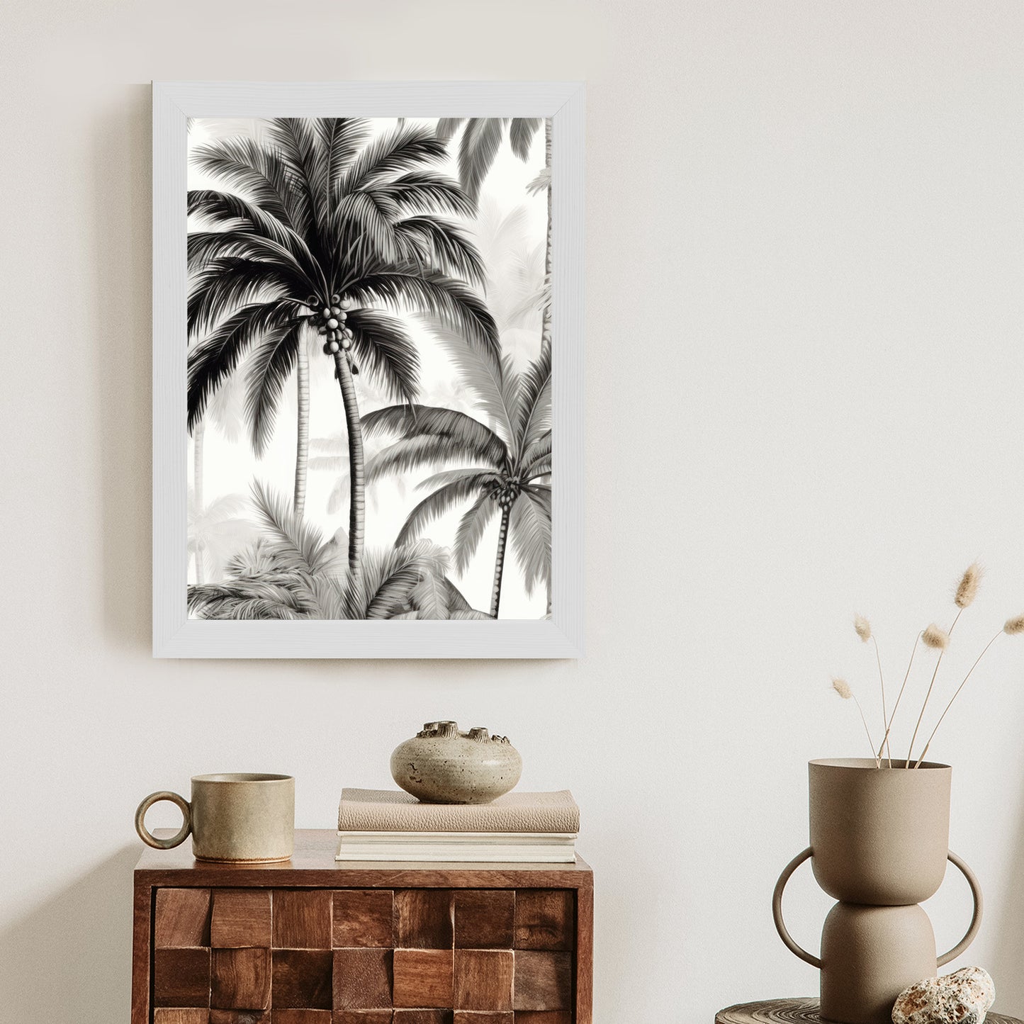 Poster Palmen Mit Früchten Rahmen Holz Mit Passepartout Farbe Natürlich