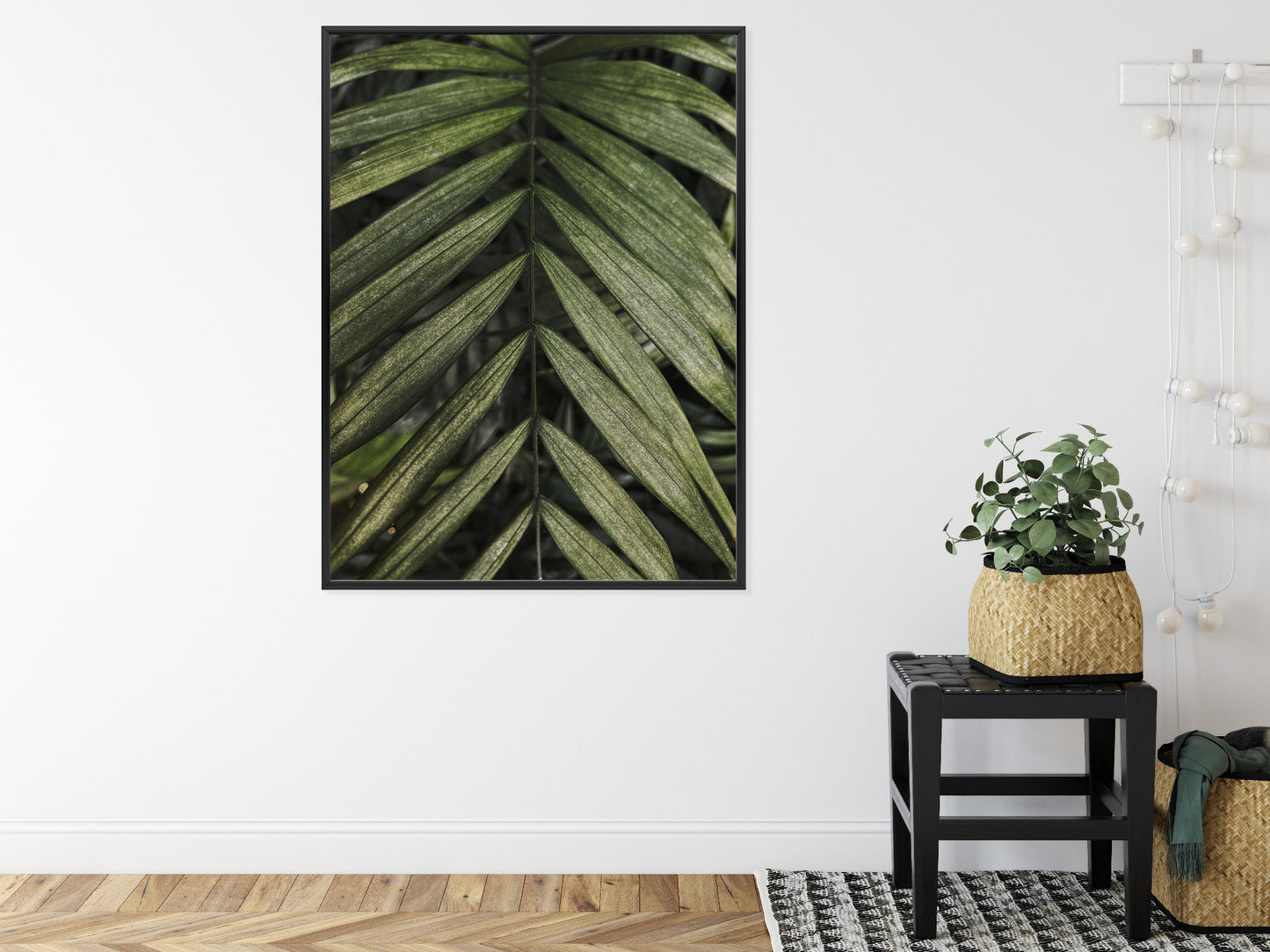 Poster Exotische Palmblätter Rahmen Hölzern Farbe Natürlich