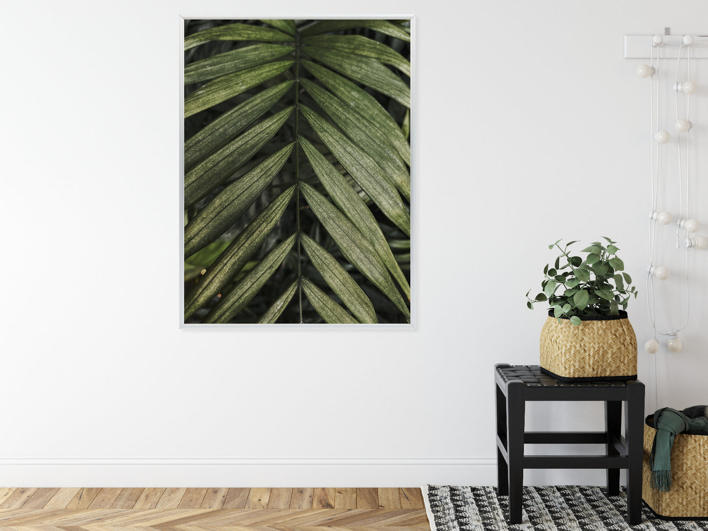 Poster Exotische Palmblätter Rahmen Hölzern Farbe Natürlich