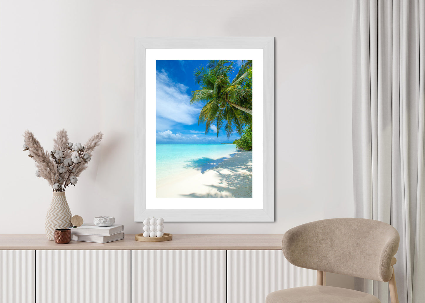 Poster Tropische Malediveninsel Mit Weißem Sandstrand Und Meer