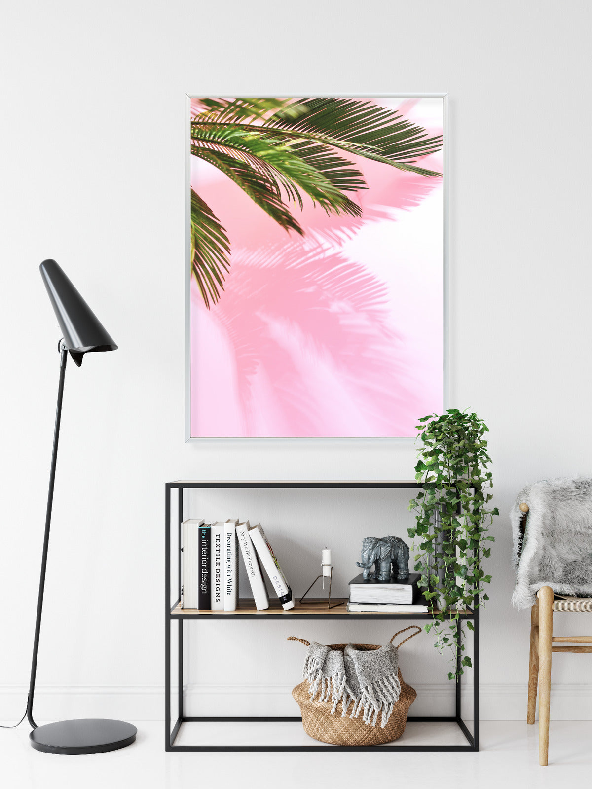 Poster Sommerpalme Vor Einer Rosa Wand