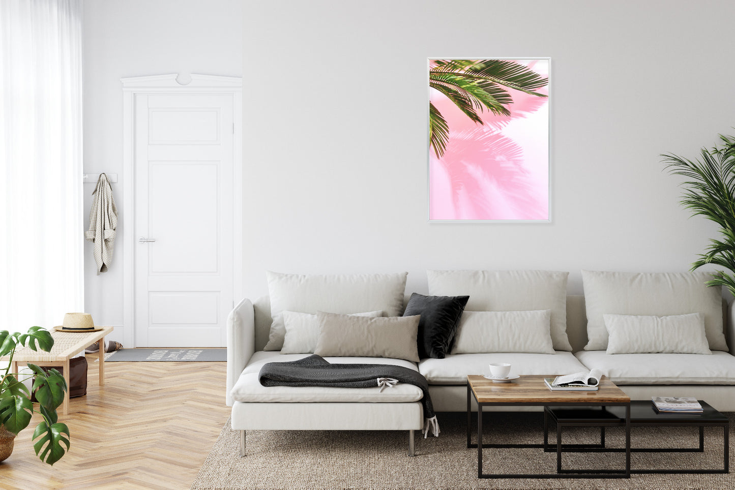 Poster Sommerpalme Vor Einer Rosa Wand