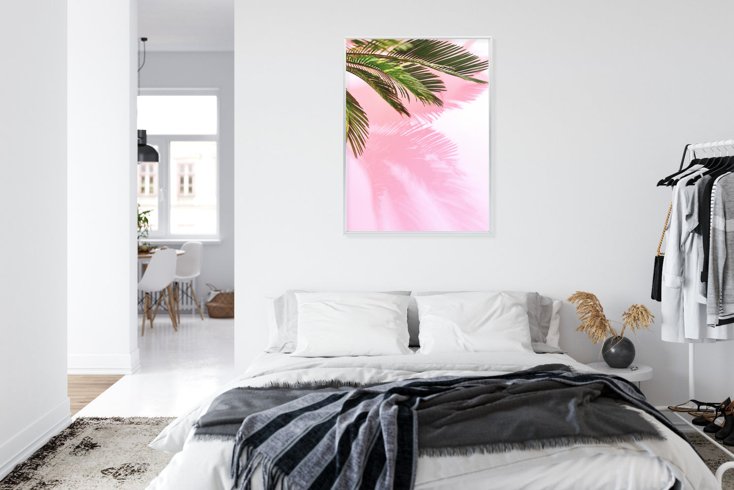 Poster Sommerpalme Vor Einer Rosa Wand