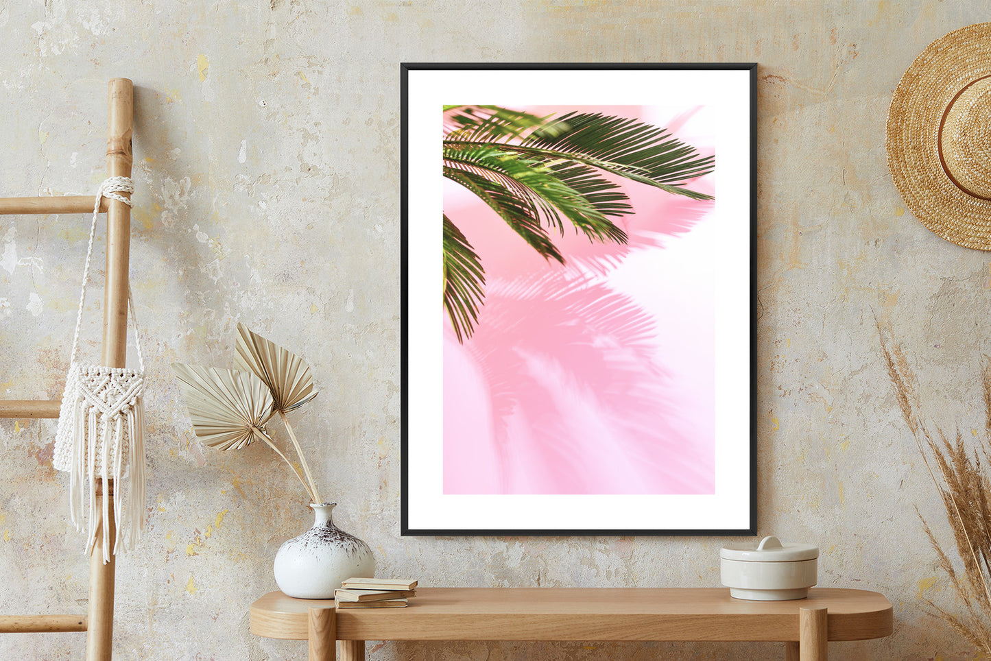 Poster Sommerpalme Vor Einer Rosa Wand