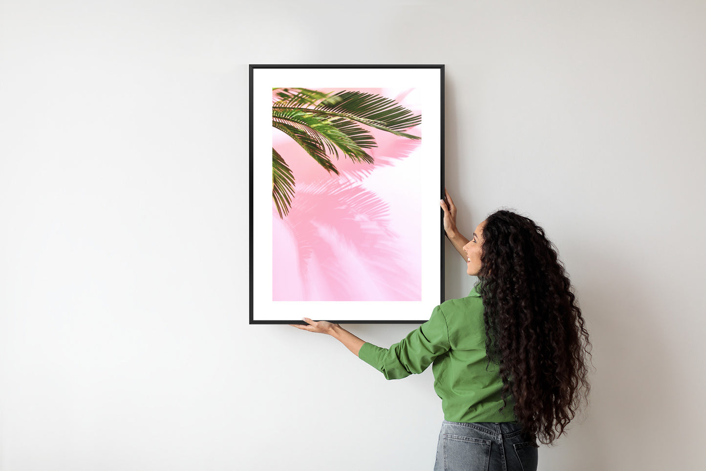Poster Sommerpalme Vor Einer Rosa Wand