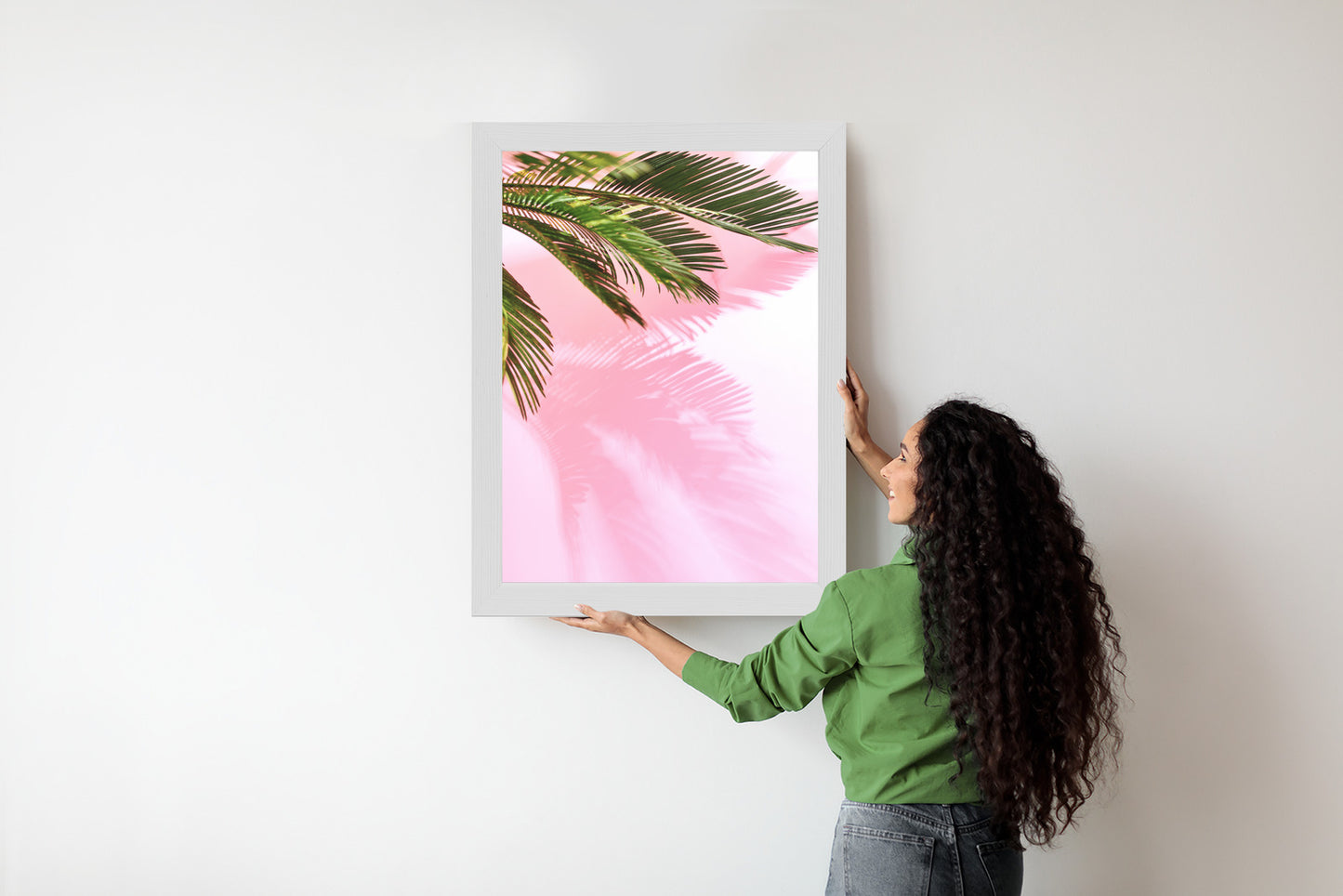 Poster Sommerpalme Vor Einer Rosa Wand