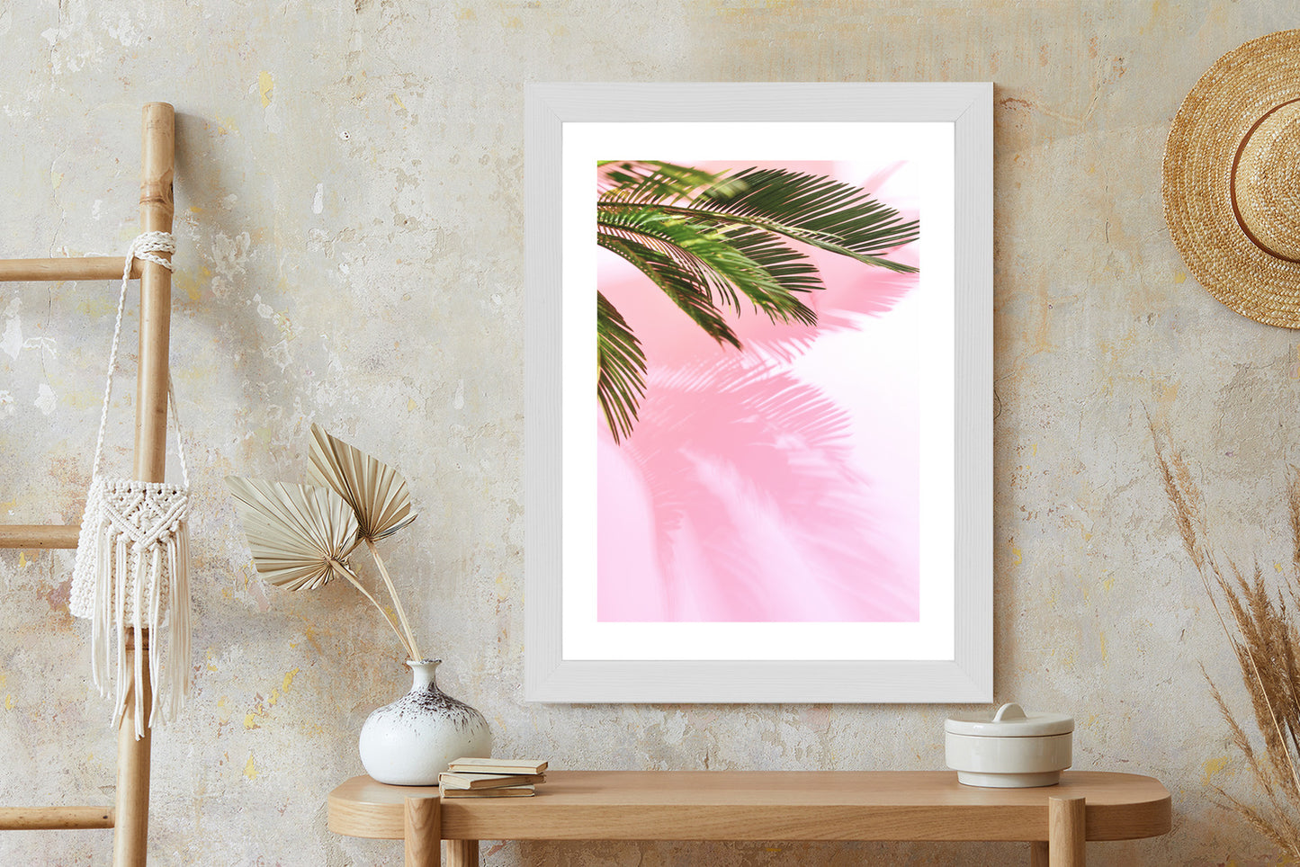 Poster Sommerpalme Vor Einer Rosa Wand