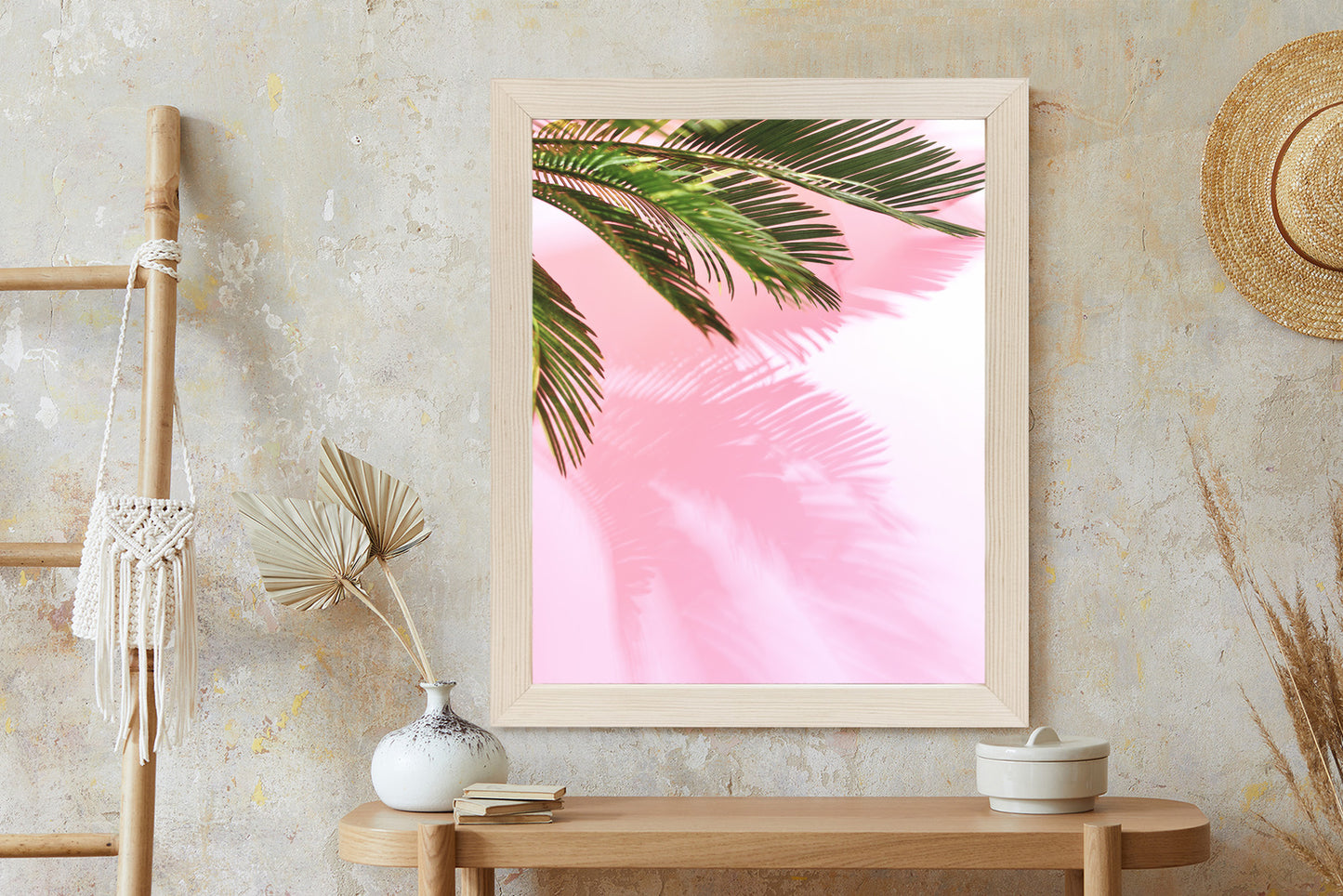 Poster Sommerpalme Vor Einer Rosa Wand