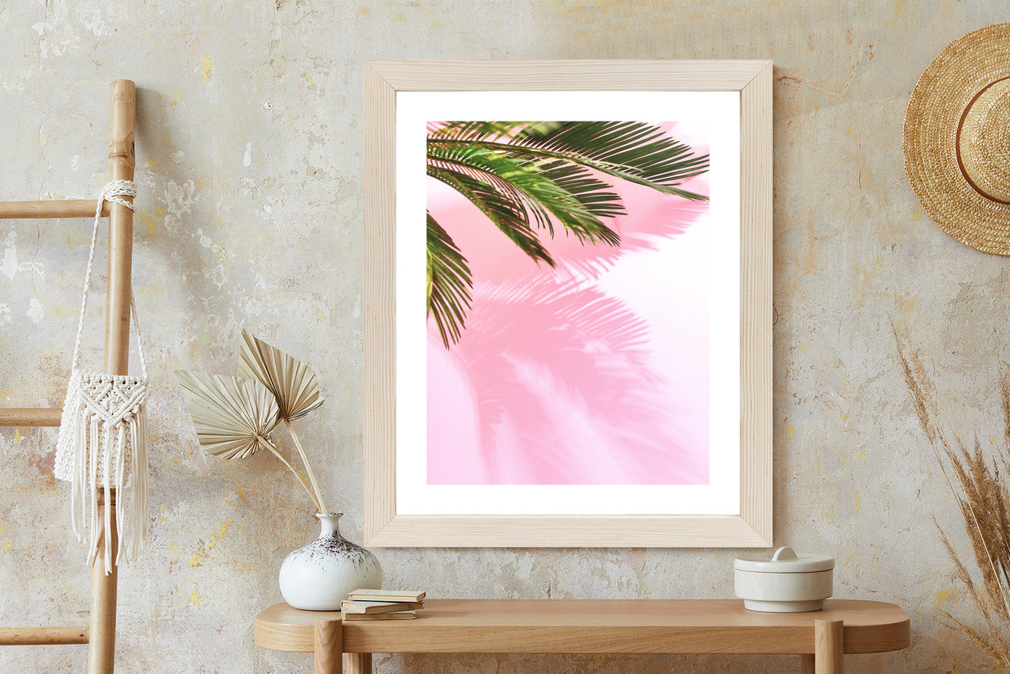 Poster Sommerpalme Vor Einer Rosa Wand