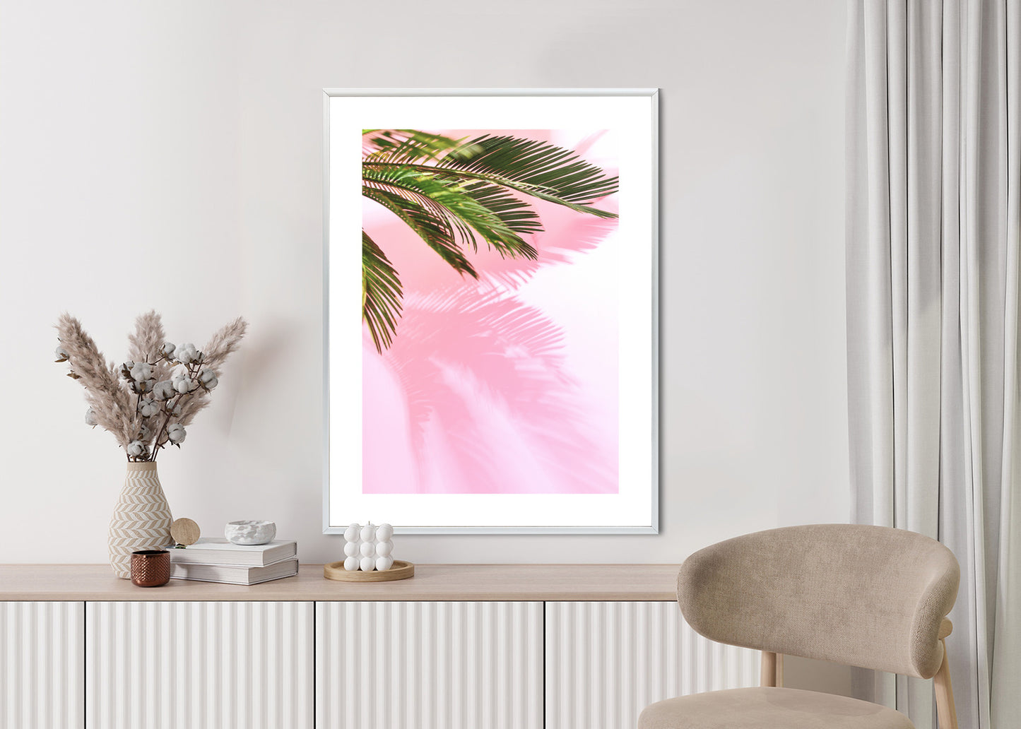 Poster Sommerpalme Vor Einer Rosa Wand