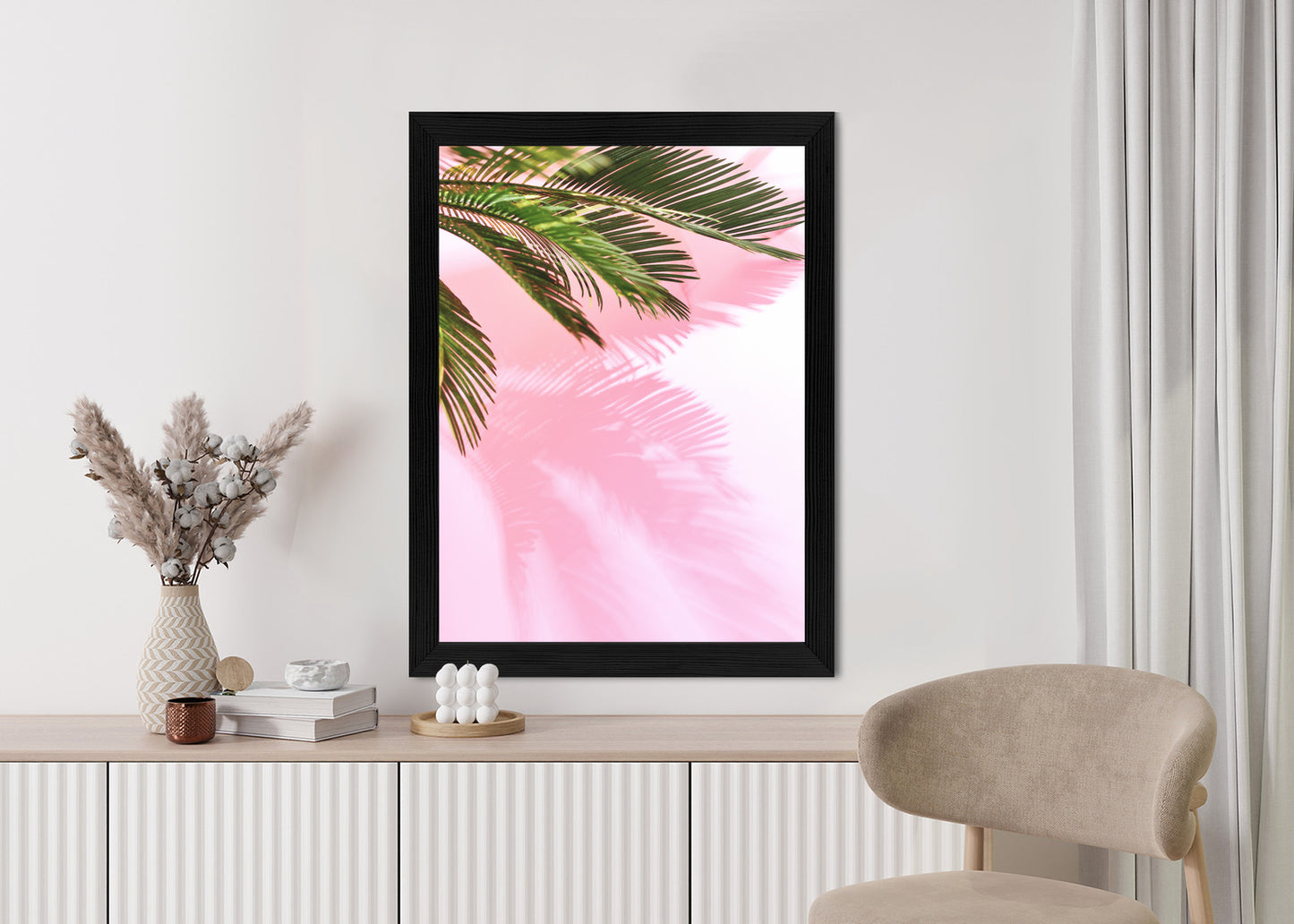 Poster Sommerpalme Vor Einer Rosa Wand