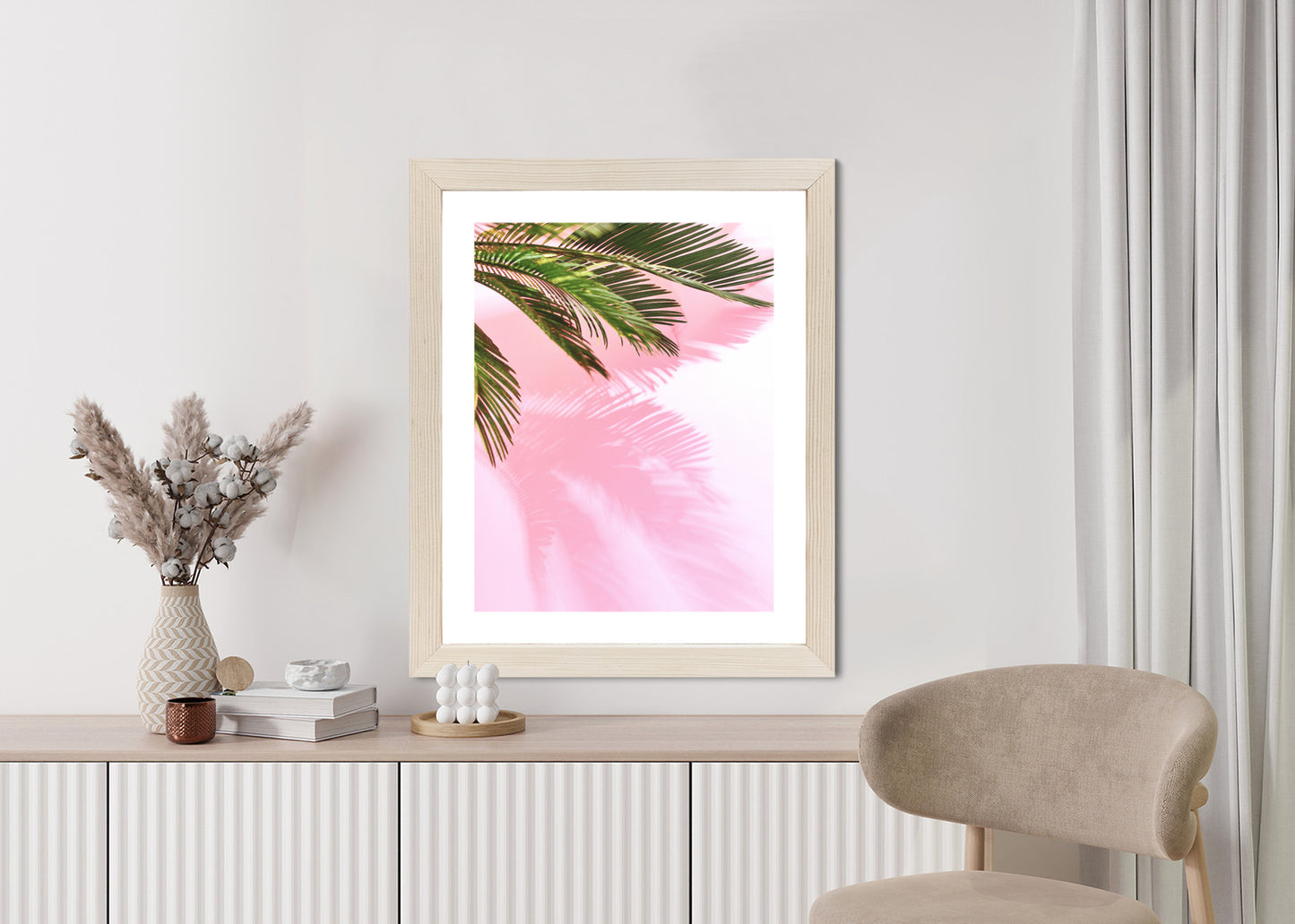 Poster Sommerpalme Vor Einer Rosa Wand