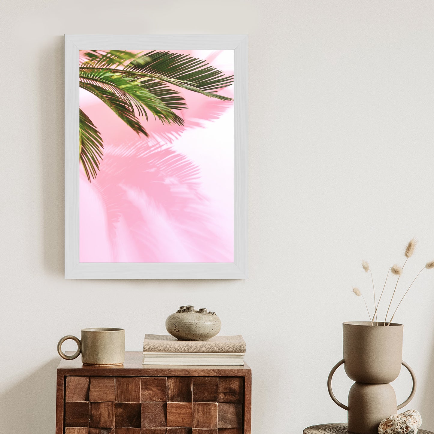 Poster Sommerpalme Vor Einer Rosa Wand