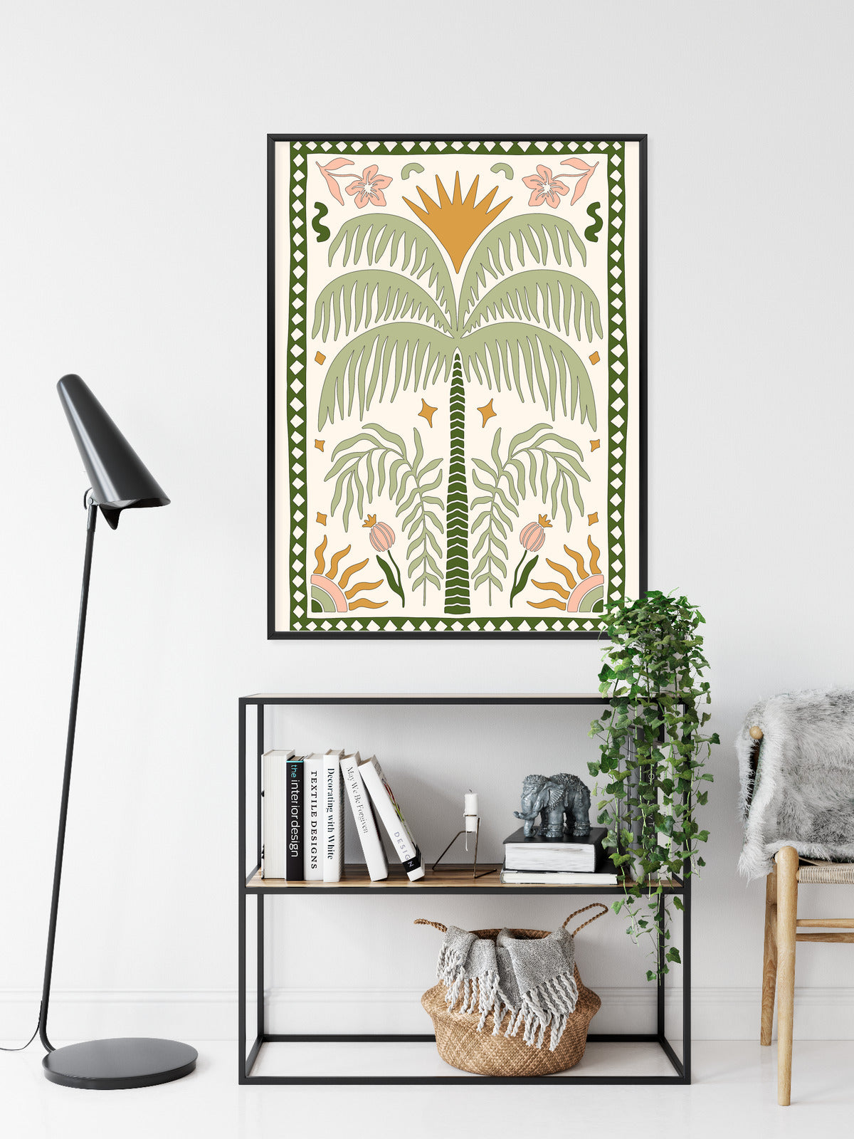 Poster Palmen Und Orientalische Pflanzen Rahmen Holz Mit Passepartout Farbe Natürlich