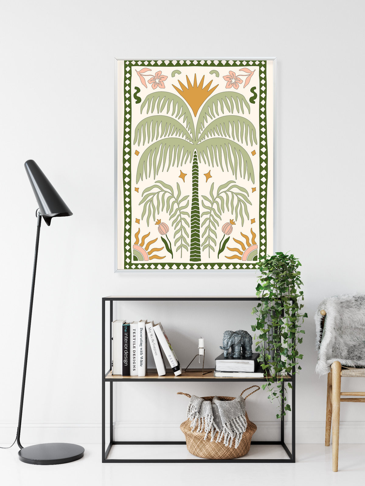 Poster Palmen Und Orientalische Pflanzen Rahmen Holz Mit Passepartout Farbe Natürlich