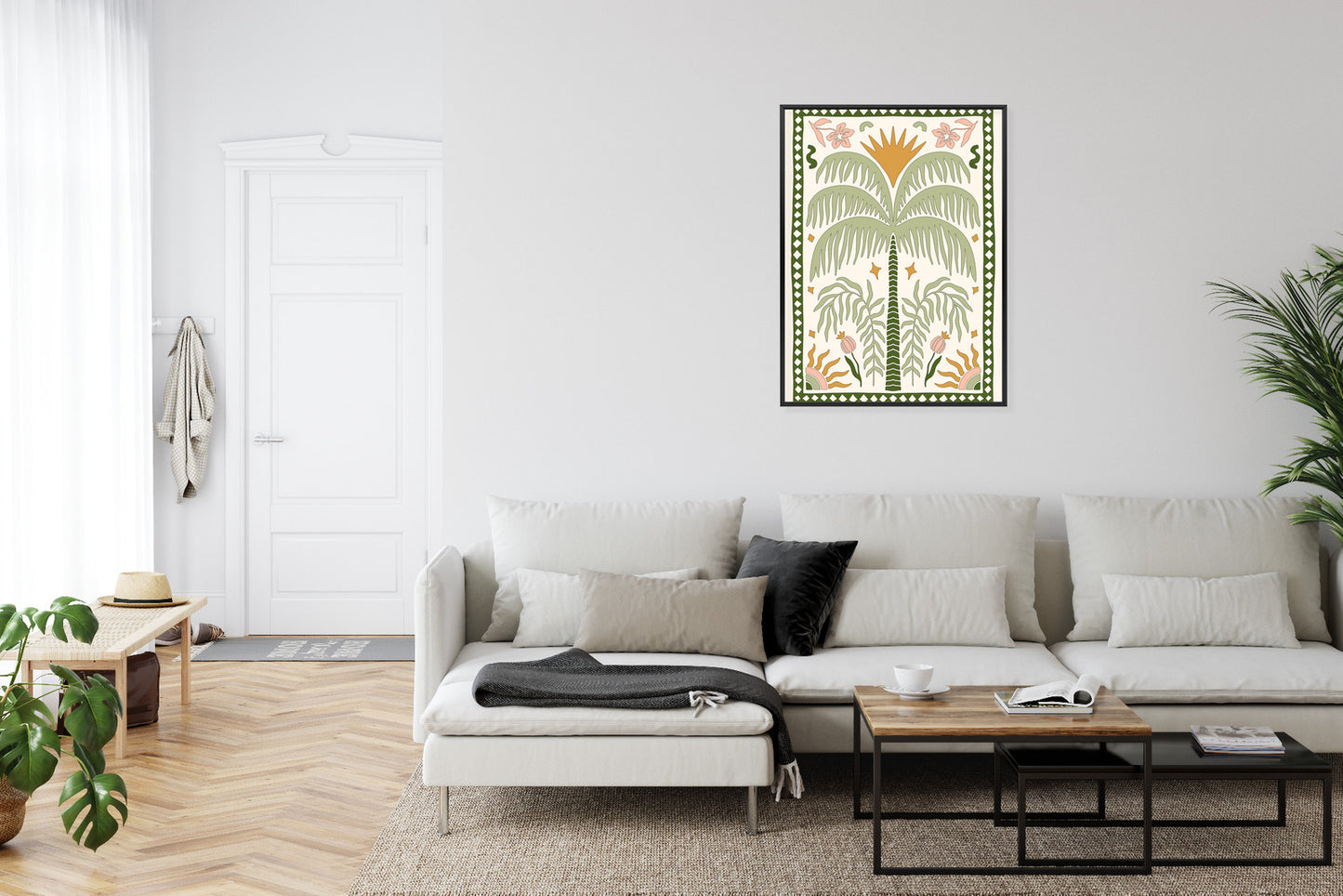 Poster Palmen Und Orientalische Pflanzen Rahmen Holz Mit Passepartout Farbe Natürlich