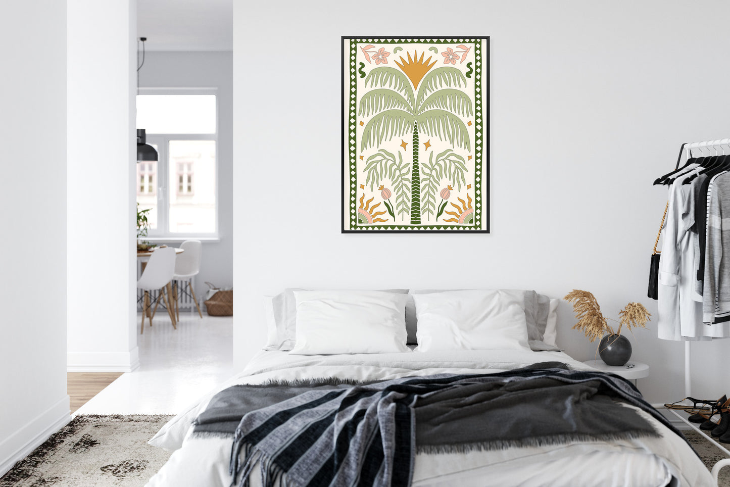 Poster Palmen Und Orientalische Pflanzen Rahmen Holz Mit Passepartout Farbe Natürlich