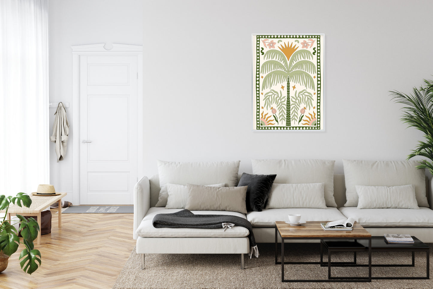 Poster Palmen Und Orientalische Pflanzen Rahmen Holz Mit Passepartout Farbe Natürlich