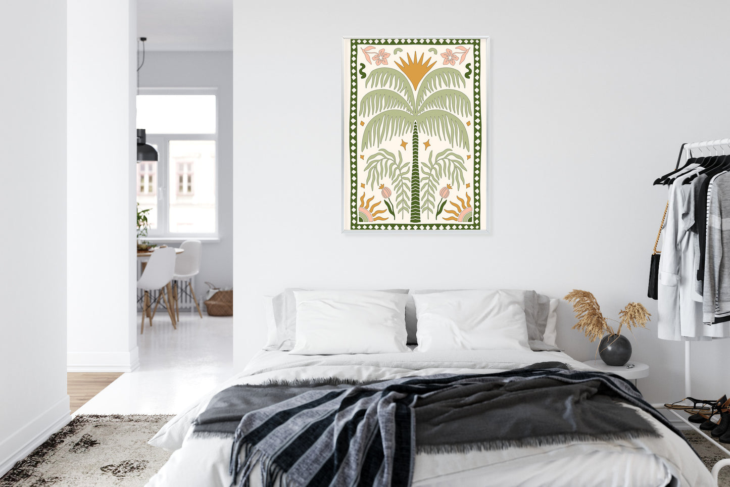 Poster Palmen Und Orientalische Pflanzen Rahmen Holz Mit Passepartout Farbe Natürlich