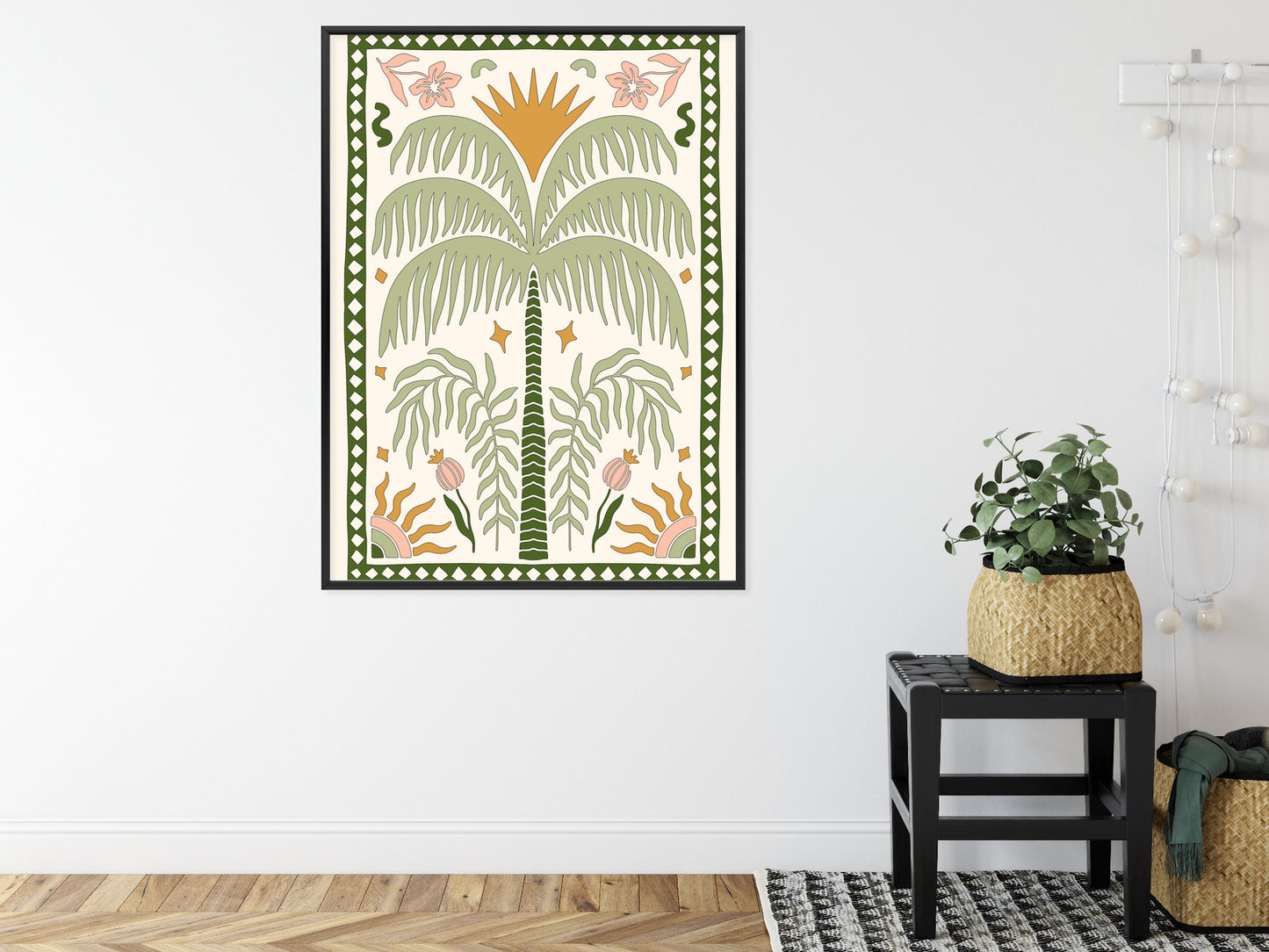 Poster Palmen Und Orientalische Pflanzen Rahmen Holz Mit Passepartout Farbe Natürlich