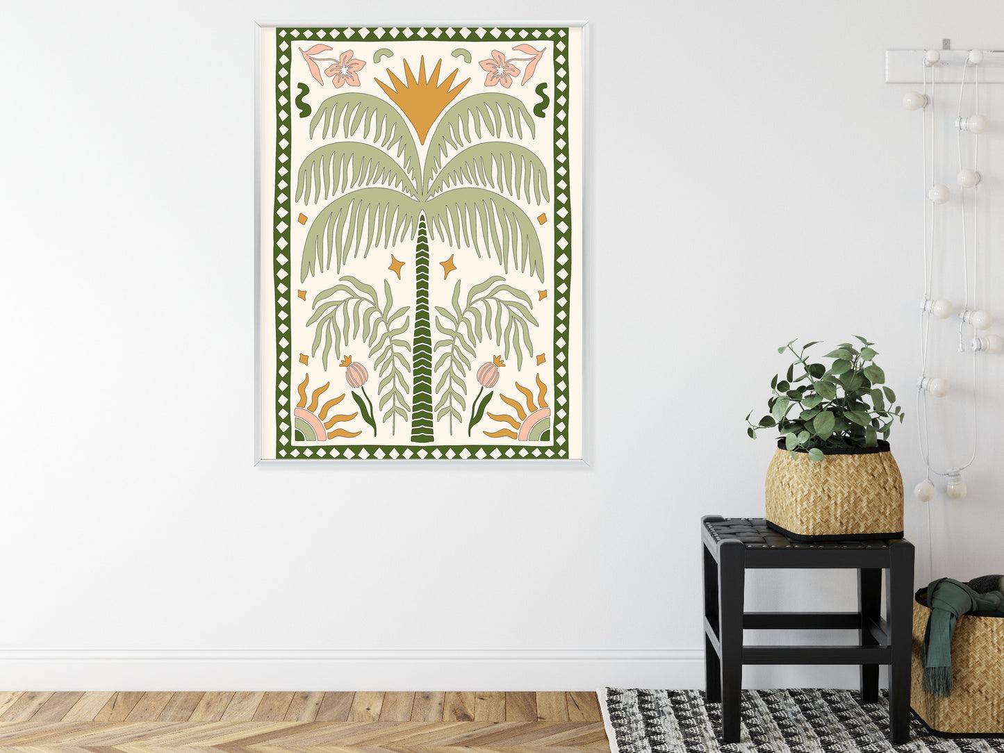 Poster Palmen Und Orientalische Pflanzen Rahmen Holz Mit Passepartout Farbe Natürlich