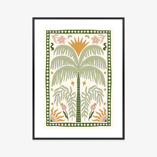Poster Palmen Und Orientalische Pflanzen Rahmen Holz Mit Passepartout Farbe Natürlich