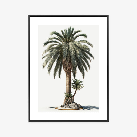 Poster Palme Mit Grünem Zweig Rahmen Holz Mit Passepartout Farbe Natürlich