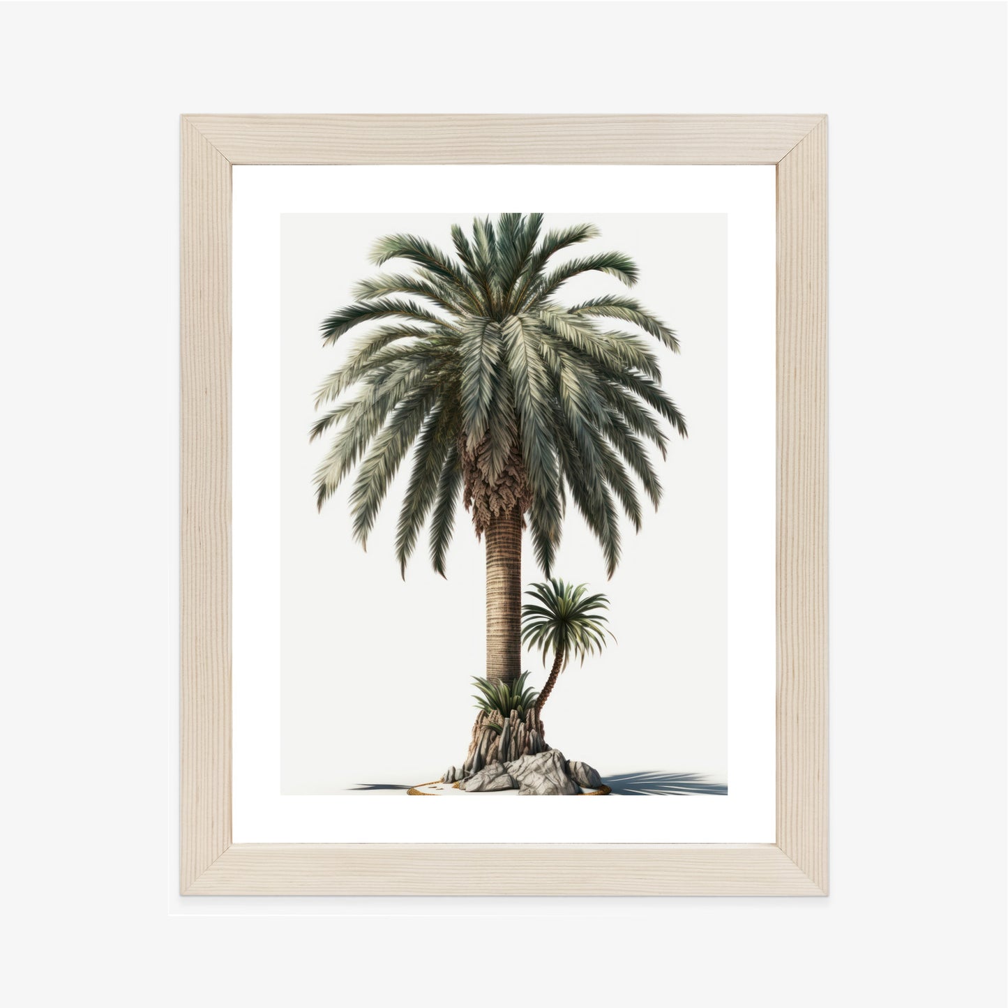 Poster Palme Mit Grünem Zweig Rahmen Holz Mit Passepartout Farbe Natürlich