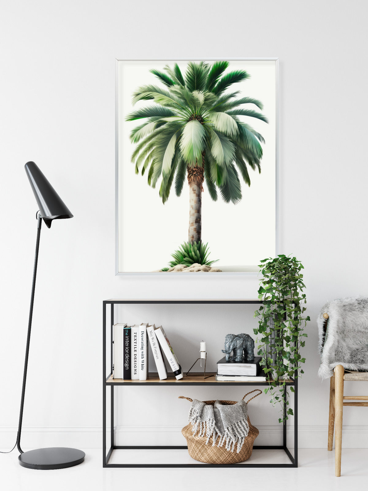 Poster Hohe Grüne Palme Rahmen Holz Mit Passepartout Farbe Natürlich
