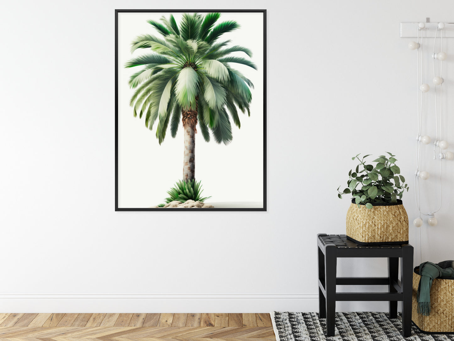 Poster Hohe Grüne Palme Rahmen Holz Mit Passepartout Farbe Natürlich
