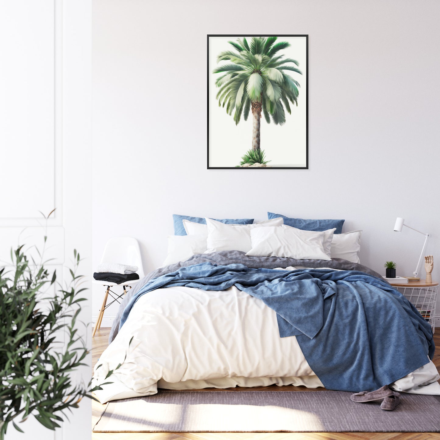 Poster Hohe Grüne Palme Rahmen Holz Mit Passepartout Farbe Natürlich