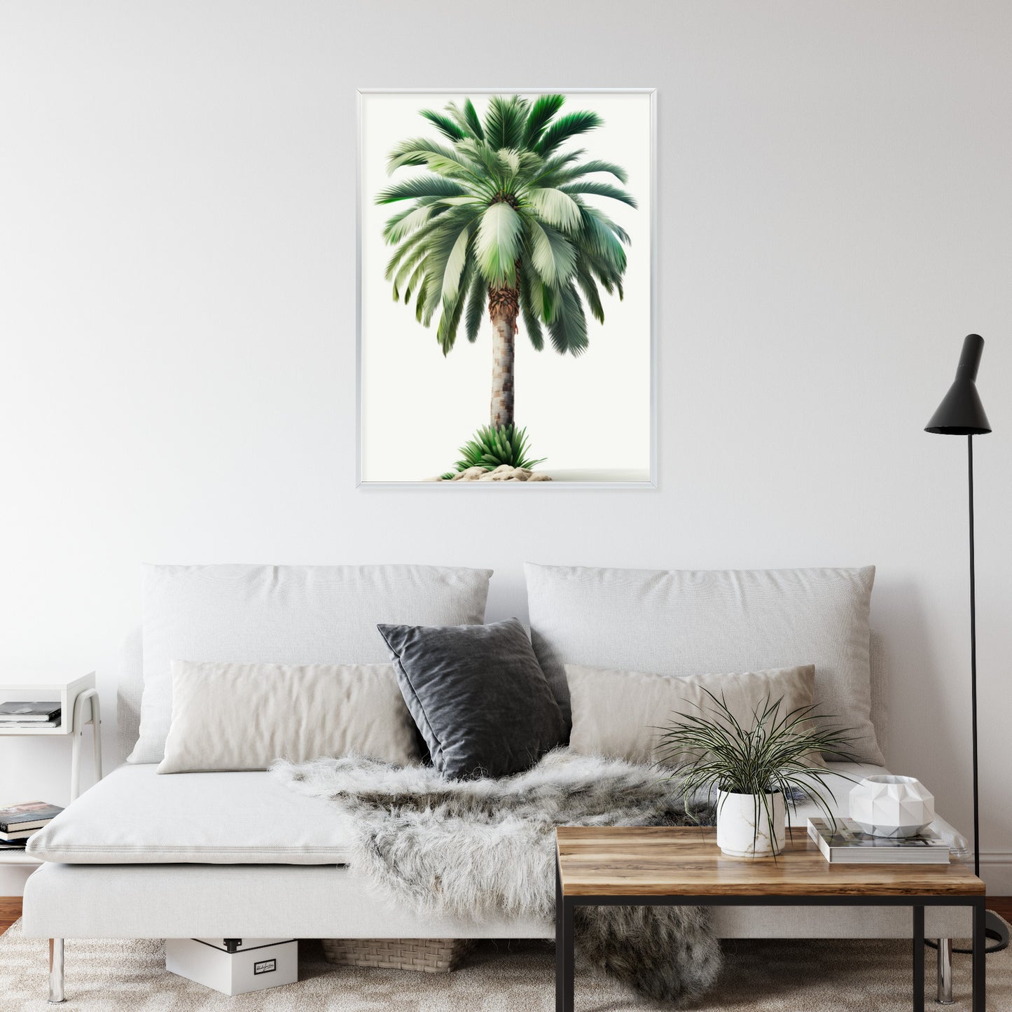 Poster Hohe Grüne Palme Rahmen Holz Mit Passepartout Farbe Natürlich