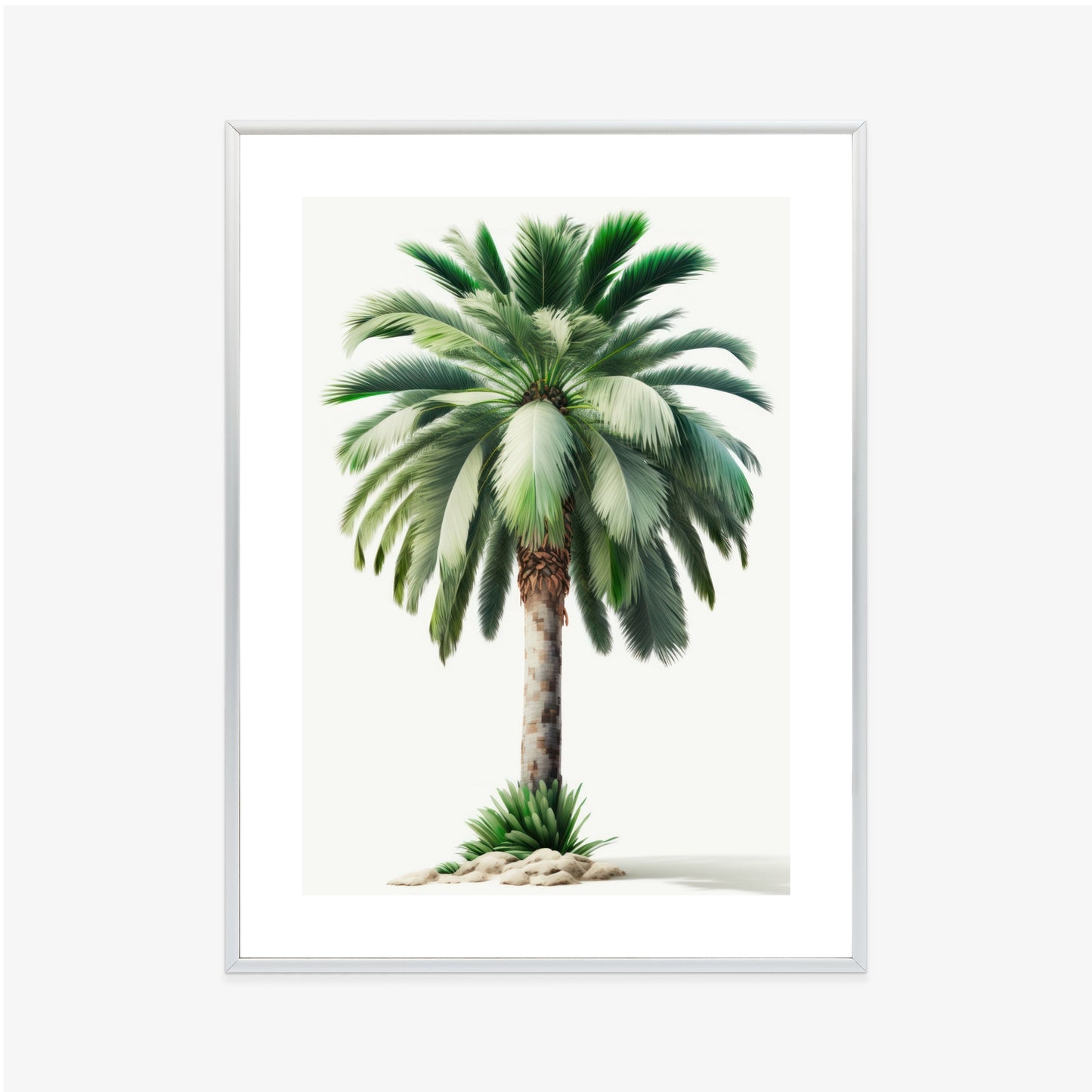 Poster Hohe Grüne Palme Rahmen Holz Mit Passepartout Farbe Natürlich