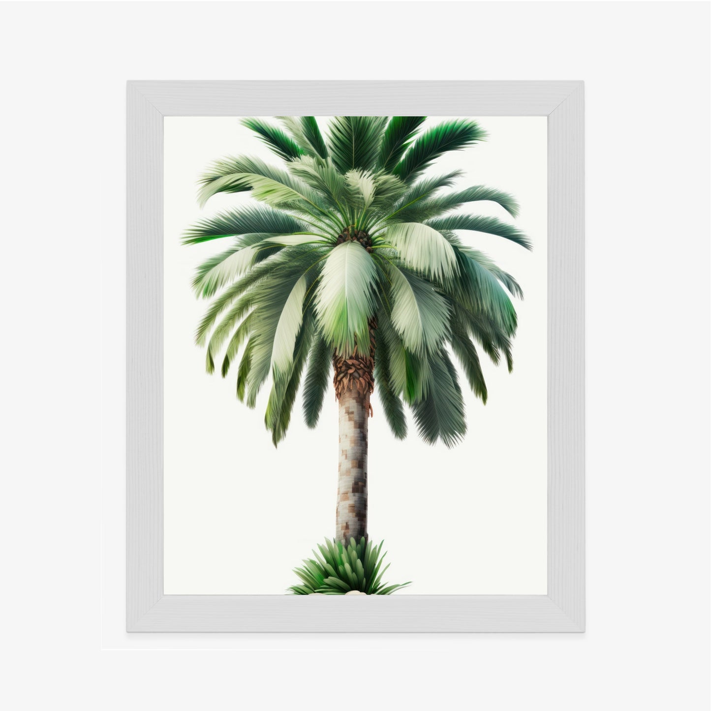 Poster Hohe Grüne Palme Rahmen Holz Mit Passepartout Farbe Natürlich