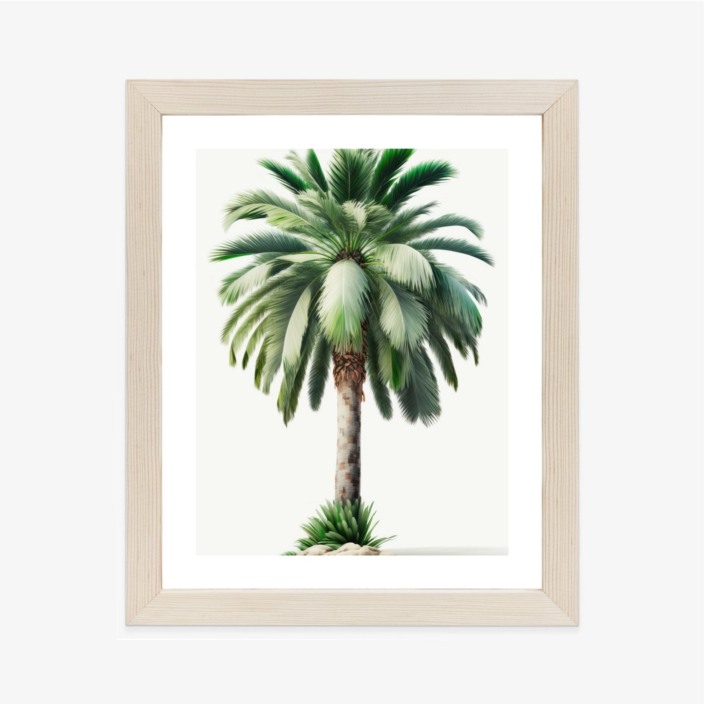Poster Hohe Grüne Palme Rahmen Holz Mit Passepartout Farbe Natürlich