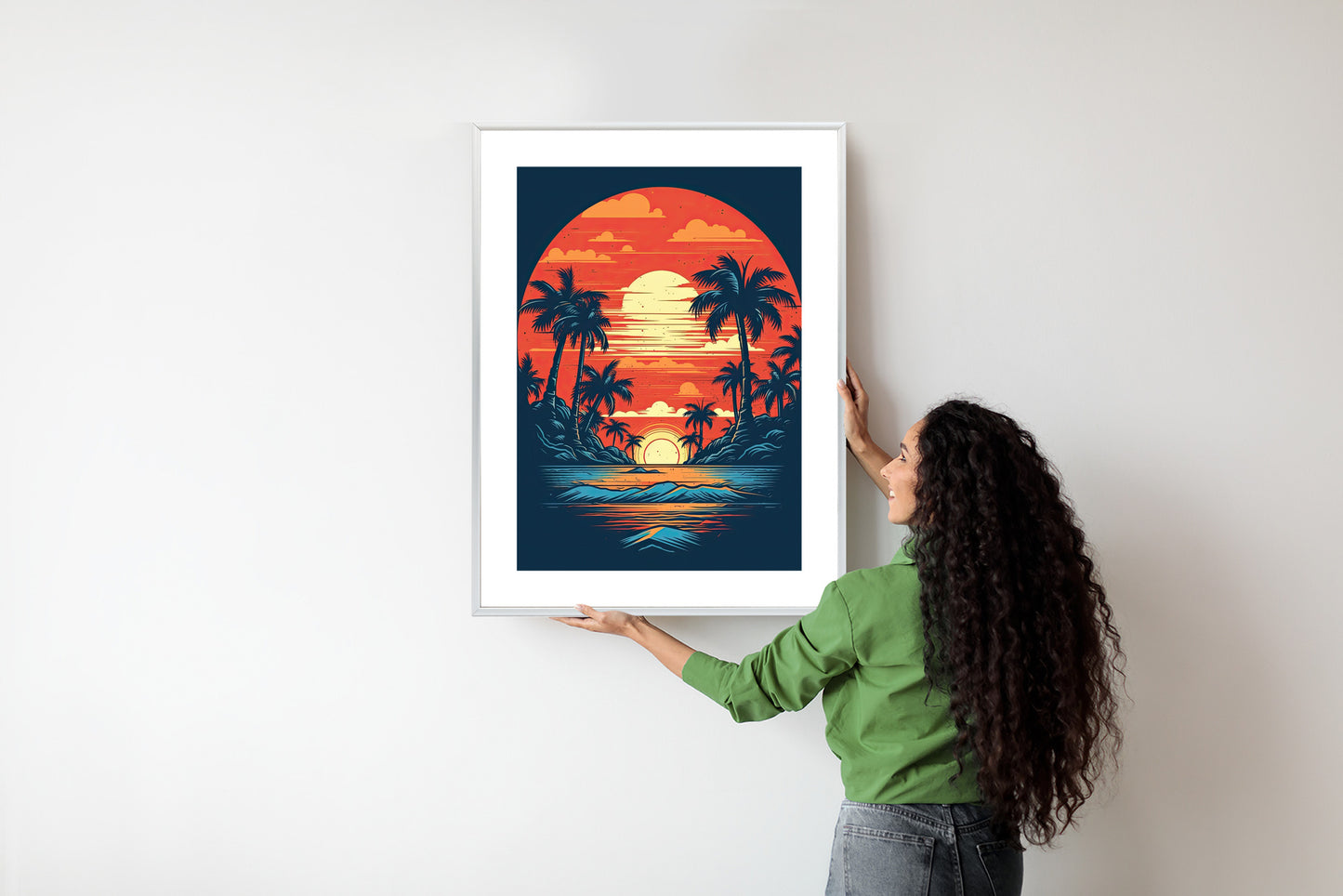 Poster Sommerstrand Mit Palmen Und Meer
